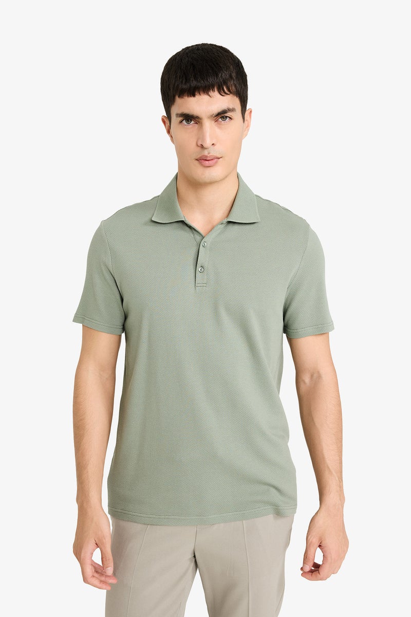 DeFacto Green Man Slim Fit Polo Short Seleeve T-Shirt Casual - Image 3